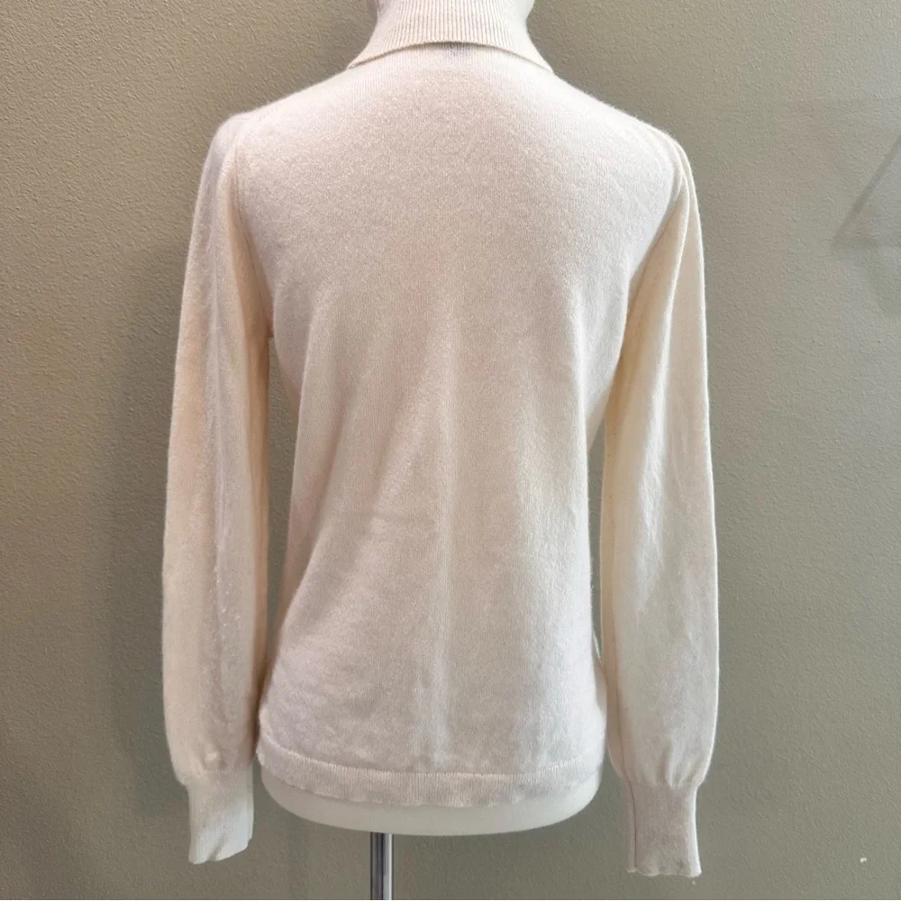 Women's Cream Turtleneck Sweater J. Crew 100% Cashmere Off White Small